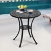 60cm Dia Black Cast Aluminum Round Patio Dining Table for Outdoor Garden Garden Dining Tables Living and Home