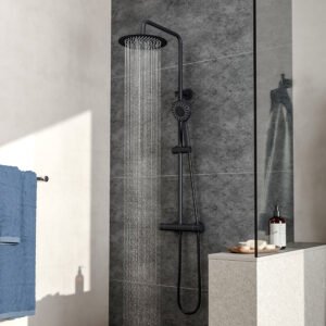 Round Shower Column Triple Function Shower Mixer Set Bathroom Shower Living and Home