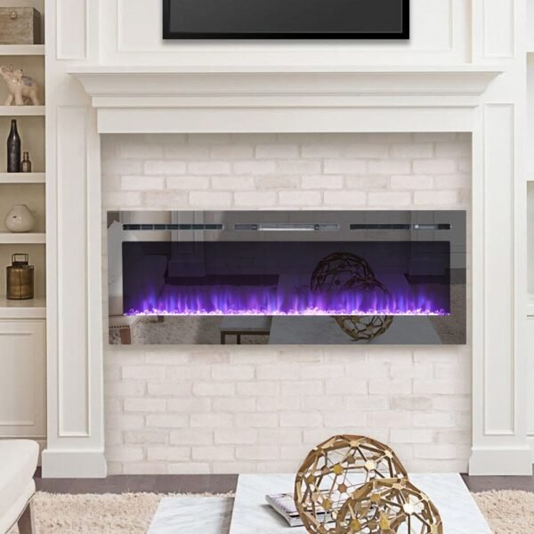 2kW Electric Fireplace 12 Flame Colour Heater with Safety Protection Wall Mounted Fires Living and Home