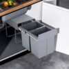 Kitchen Double/Triple Bin Cupboard Pull-out Kitchen Cabinets Living and Home Double bin /34cm W x 49cm D x 43cm H
