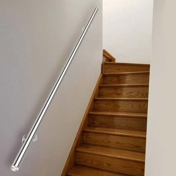 Brushed Stainless Steel Stair Pipe Handrail with Mounts Handrails Living and Home