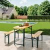 Garden Folding Beer Table and Benches Set Garden Dining Sets Living and Home