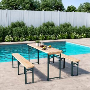 Folding Beer Table Chair Bench Set Table & Bar Stools Living and Home