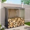 157cm W Garden Outdoor Metal Firewood Log Storage Shed Log Racks Living and Home
