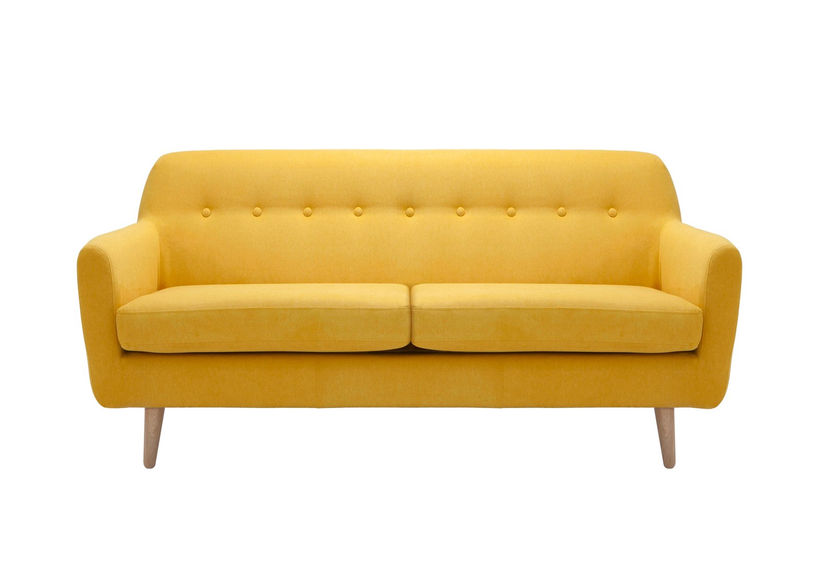 Casper 2 Seater Fabric Sofa in Imperio-401 Mustard-Nat Ft on Furniture Village