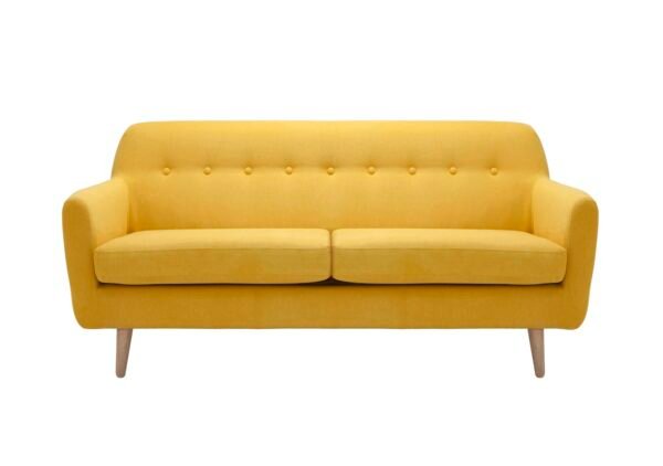 Casper 2 Seater Fabric Sofa in Imperio-401 Mustard-Nat Ft on Furniture Village