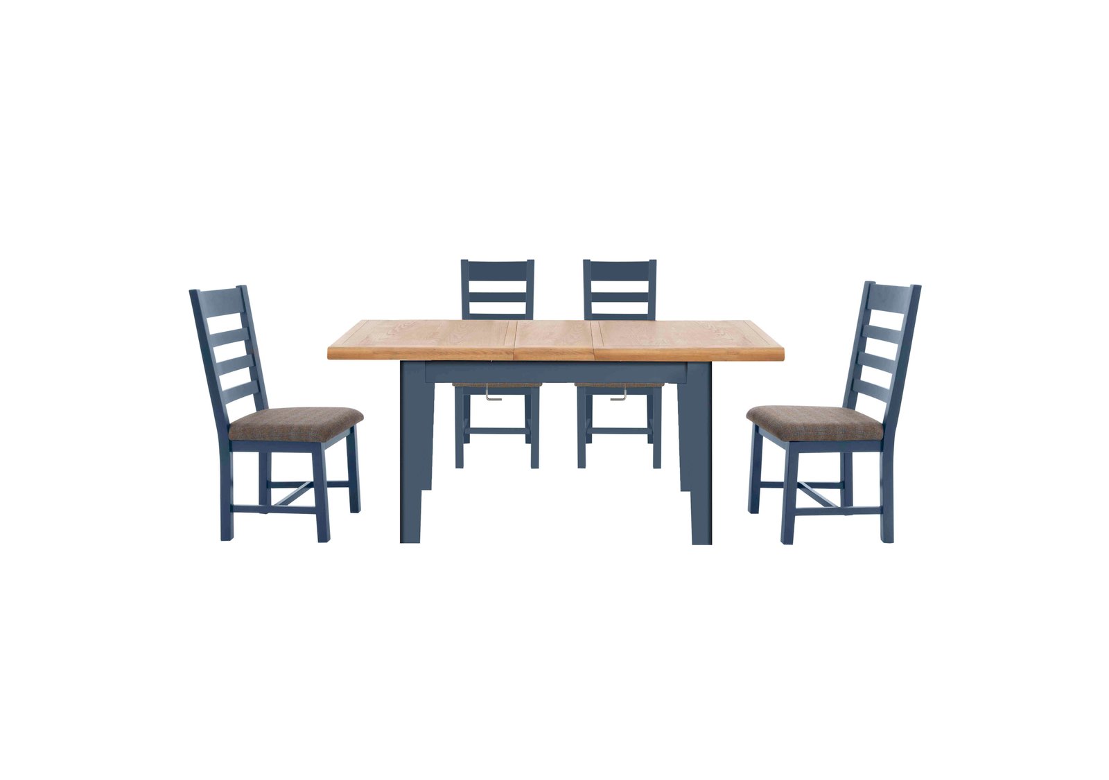 Hewitt Rectangular Dining Table and 4 Slatted Dining Chairs in Blue / New York Midnight on Furniture Village