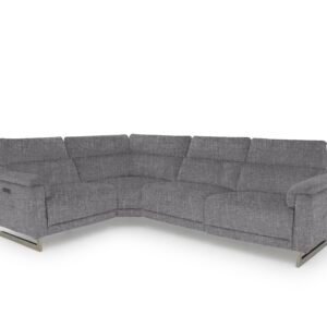 Moet Fabric Power Recliner Corner Sofa with Telescopic Headrests in 12445 Anivia Grey on Furniture Village