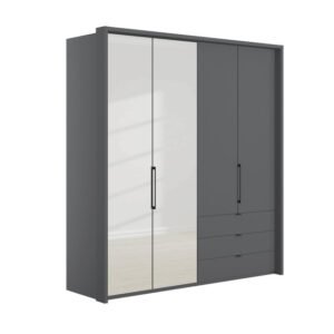 Emden 4 Door 3 Drawers On Right Hinged Mirrored Wardrobe