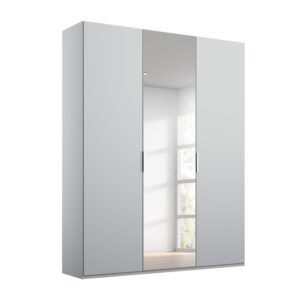 Formes Decor 3 Door Hinged Wardrobe with 1 Mirror in A142b Silk Grey on Furniture Village