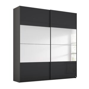 Formes Glass 2 Door Sliding Wardrobe with Mirror in A140b Graphite Basalt Front on Furniture Village